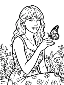 Cute Taylor Swift Coloring Page - Free Printable