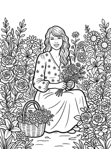 Outlined Taylor Swift Coloring Page - Free Printable