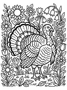 Outlined Turkey Coloring Page - Free Printable