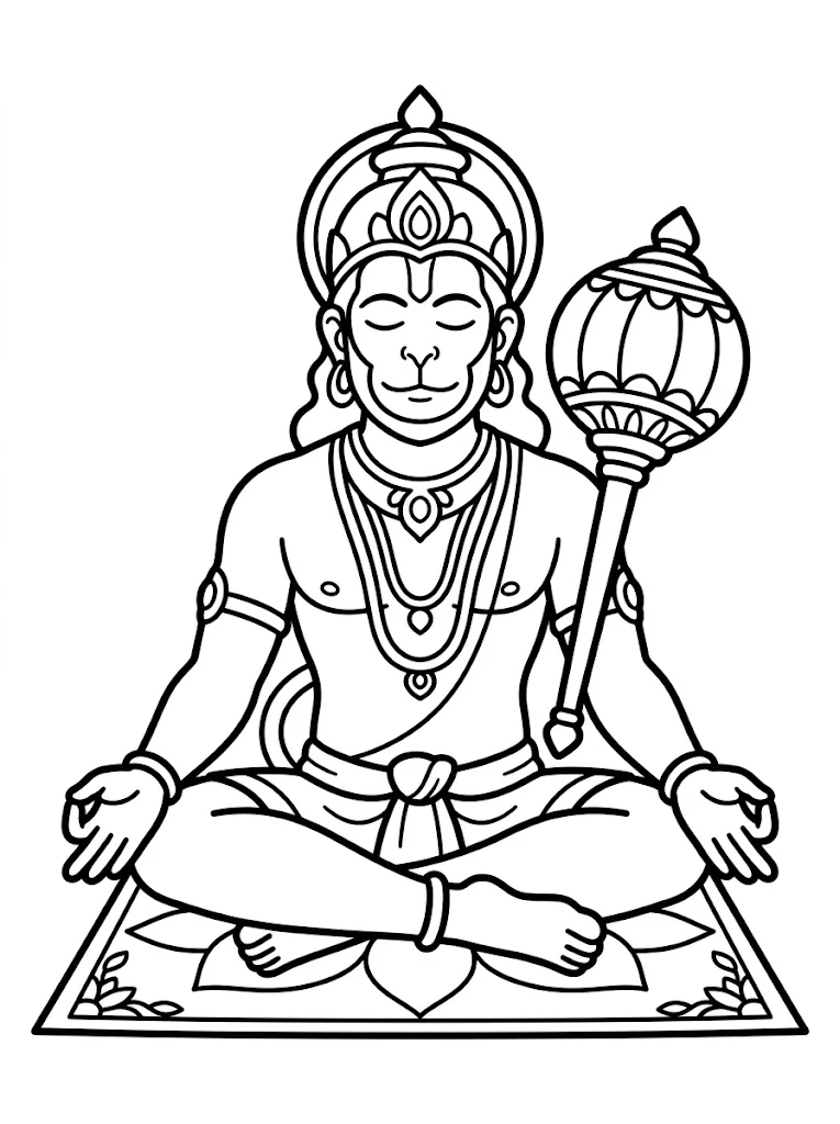 Classic Hanuman Coloring Pages - Free Printable