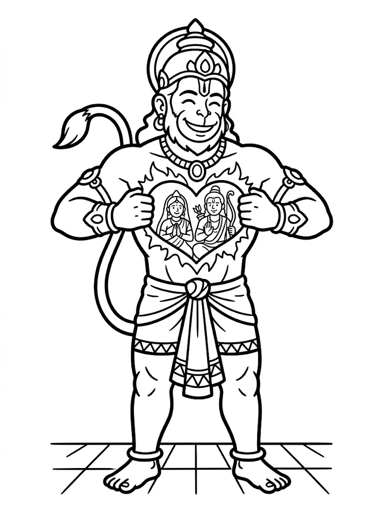 Kids Hanuman Coloring Pages - Free Printable