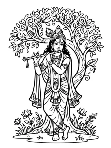 Funny Krishna Coloring Pages - Free Printable