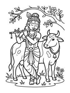 Bold Krishna Coloring Pages - Free Printable