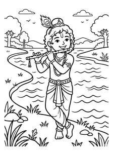Classic Krishna Coloring Pages - Free Printable