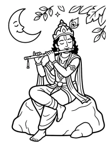 Basic Krishna Coloring Pages - Free Printable