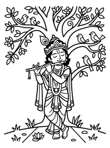 Detailed Krishna Coloring Pages - Free Printable