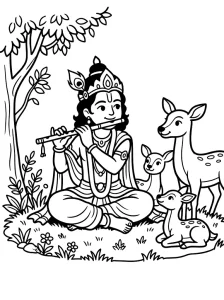 Cute Krishna Coloring Pages - Free Printable