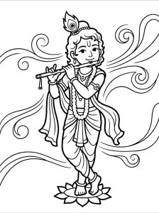 Easy Krishna Coloring Pages - Free Printable