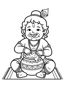 Cute Krishna Coloring Pages - Free Printable
