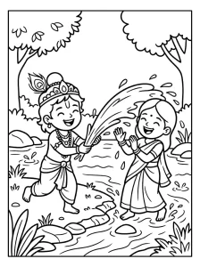 Outlined Krishna Coloring Pages - Free Printable
