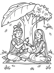 Basic Krishna Coloring Pages - Free Printable
