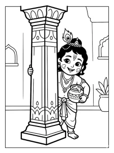 Simple Krishna Coloring Pages - Free Printable