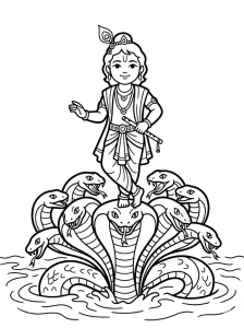 Simple Krishna Coloring Pages - Free Printable