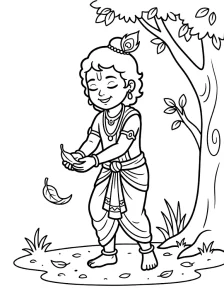Outlined Krishna Coloring Pages - Free Printable