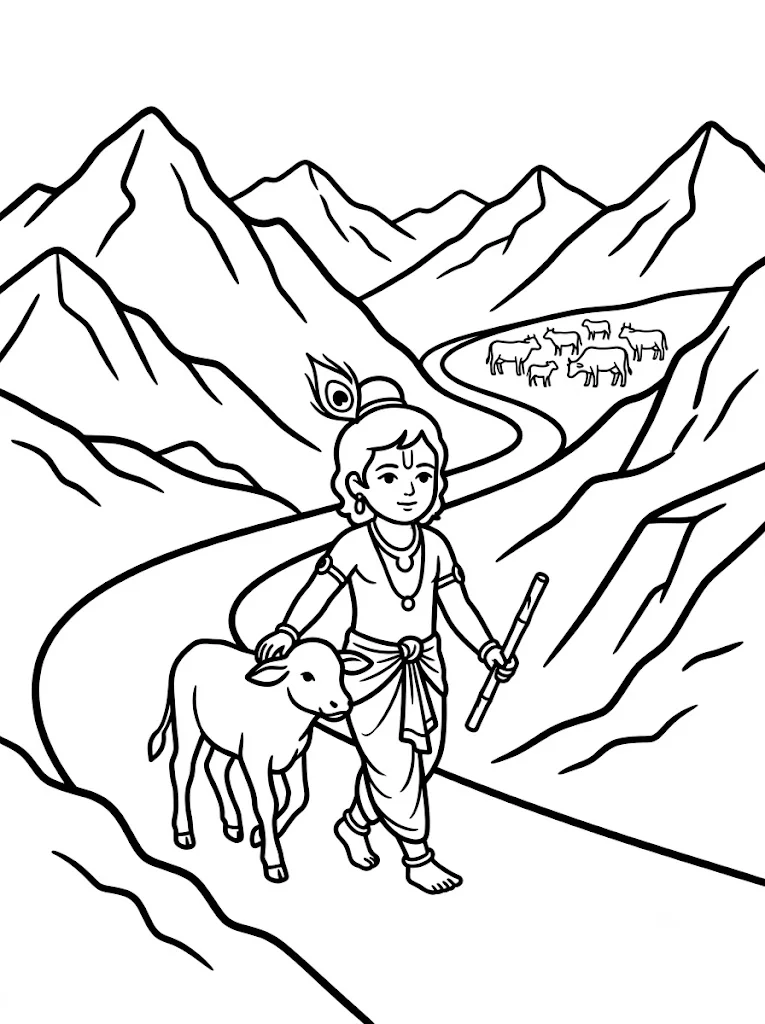 Cool Krishna Coloring Pages - Free Printable