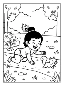 Cartoon Krishna Coloring Pages - Free Printable
