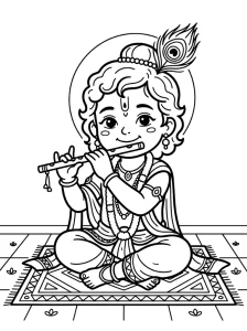 Outlined Krishna Coloring Pages - Free Printable