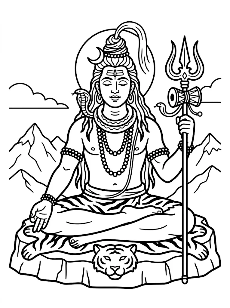 Cute Lord Shiva Coloring Pages - Free Printable