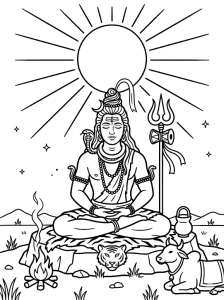 Outlined Lord Shiva Coloring Pages - Free Printable