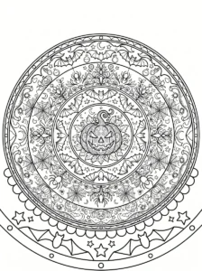 halloween-mandala-jack-o-lantern-bats-spiders-coloring-page FREE Printable Coloring Page