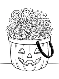 jack-o-lantern-candy-bucket-halloween-treats-coloring-page FREE Printable Coloring Page