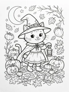kitten-witch-lantern-jack-o-lanterns-coloring-page FREE Printable Coloring Page