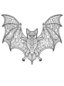 mandala-bat-floral-wings-halloween-coloring-page FREE Printable Coloring Page