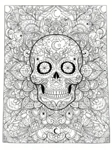 sugar-skull-mandala-spider-webs-adult-coloring-page FREE Printable Coloring Page